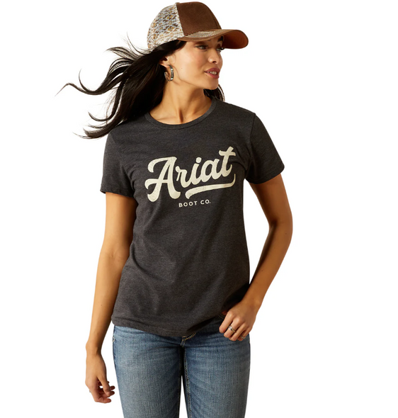 Ariat Womens Boot Scrip T-Shirt - Charcoal Heather [Siz:S]