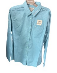 Ariat Womens L/S Shirt Wrinkle Resistant Kirby Stretch [Col:Aruba Blue Siz:L]