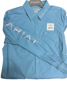 Ariat Womens L/S Shirt Wrinkle Resistant Kirby Stretch [Col:Aruba Blue Siz:XS]