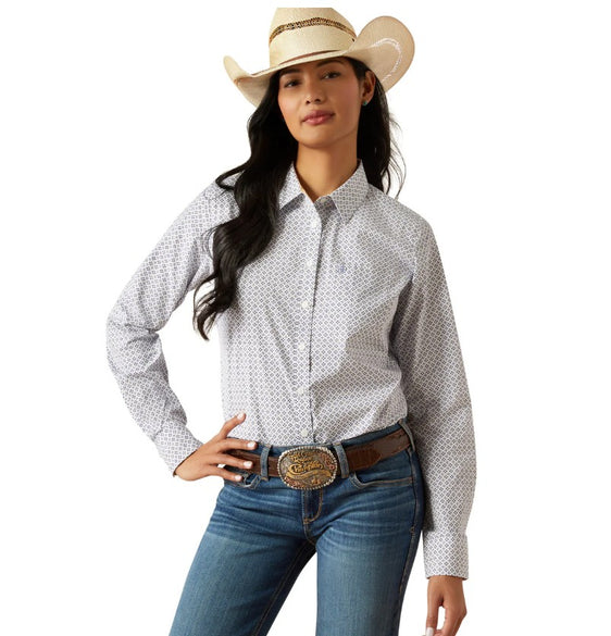 Ariat Womens Kirby Stretch Long Sleeve Shirt - Ocean Geo [Siz:S]