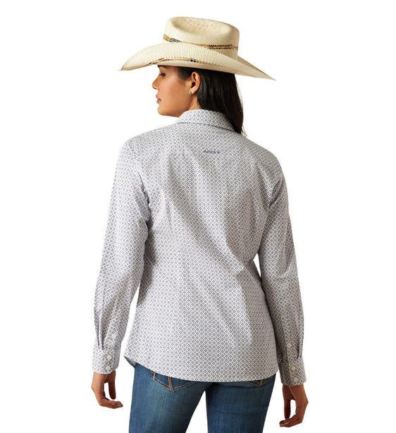 Ariat Womens Kirby Stretch Long Sleeve Shirt - Ocean Geo [Siz:S]