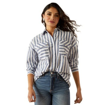 Ariat Womens Baggy Button Up Long Sleeve Shirt - Coastal Stripe [Siz:XS]
