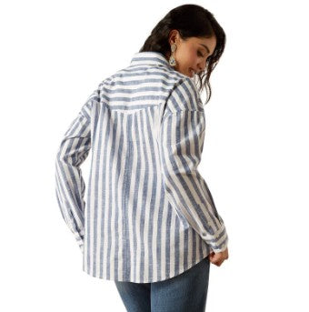 Ariat Womens Baggy Button Up Long Sleeve Shirt - Coastal Stripe [Siz:XS]