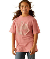 Ariat Girls Farm Scene SS T-Shirt [Col:Dusty Rose Siz:XS]