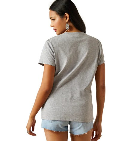 Ariat Womens Old School Script SS T-shirt [Col:Grey Heather  Siz:XS]