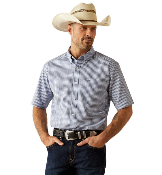 Ariat Mens Wrinkle Free Ozzy Classic Fit Short Sleeve Shirt - White [Siz:S]