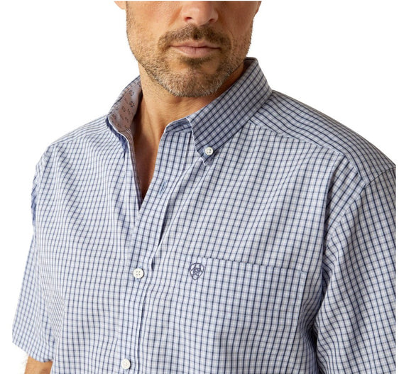 Ariat Mens Wrinkle Free Ozzy Classic Fit Short Sleeve Shirt - White [Siz:S]