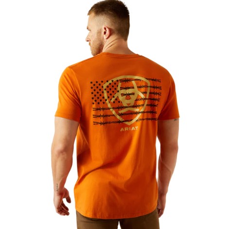 Ariat Mens Barb Sheild T-Shirt [Col:Rust  Siz:S]