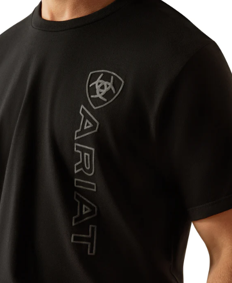Ariat Mens S/S Tee Vertical Logo - Ebony Black [Siz:2XL]
