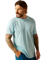 Ariat Mens Southwest Simple SS T-shirt [Col:Sky Blue Heather Siz:S]