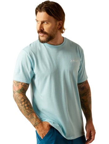 Ariat Mens Southwest Simple SS T-shirt [Col:Sky Blue Heather Siz:S]