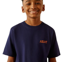 Ariat Boys Rough Draw SS T-Shirt [Col:Classic Blue Siz:XS]
