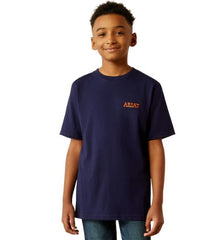 Ariat Boys Rough Draw SS T-Shirt [Col:Classic Blue Siz:XS]