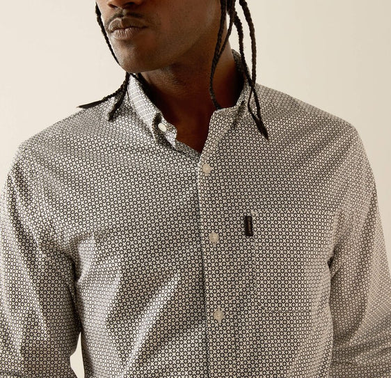 Ariat Mens Meyer Modern Fit Long Sleeve Shirt - White [Siz:S]