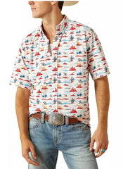 Ariat Mens Scout Short Sleeve Shirt - White [Siz:M]