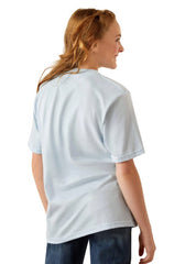 Ariat Girls Fancy Type Short Sleeve Tee - Sky Blue [Siz:XS]