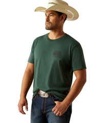 Ariat Mens Rustic Wood Flag Short Sleeve Tee - Forest Green [Siz:S]