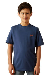 Ariat Boys Ranch Touch Short Sleeve Tee - Space Blue [Siz:XS]