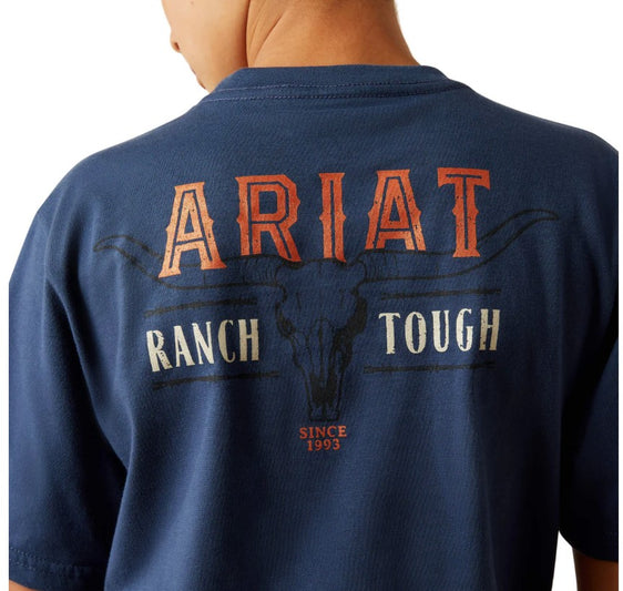 Ariat Boys Ranch Touch Short Sleeve Tee - Space Blue [Siz:XS]