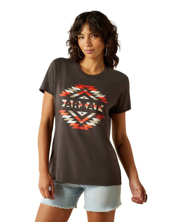 Ariat Womens Southwest Classic Short Sleeve Tee - Vintage Black [Siz:S]