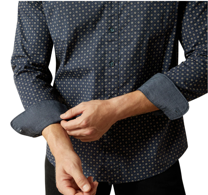 Ariat Mens Mylo Modern Fit Shirt - Navy [Siz:S]