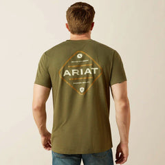 Ariat Mens Roped Diamond Short Sleeve Tee - Military Heather [Siz:S]