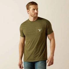 Ariat Mens Roped Diamond Short Sleeve Tee - Military Heather [Siz:S]