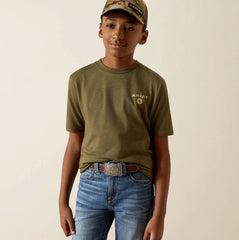 Ariat Boys Roped Diamond Short Sleeve Tee - Military Heather [Siz:XS]