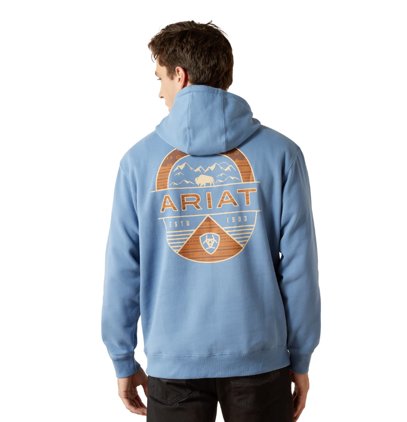 Ariat Mens Sun Valley Circle Hoodie - Coronet Blue [Siz:S]