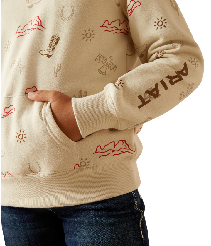 Ariat Girls Western Stamps Hoodie - Layla Print [Siz:XS]
