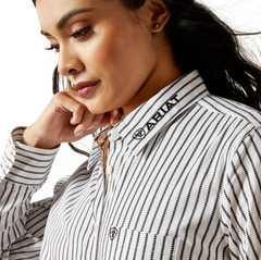 Ariat Womens Kirby Stretch Long Sleeve Shirt - Black/White Triangle Stripe [Siz:S]