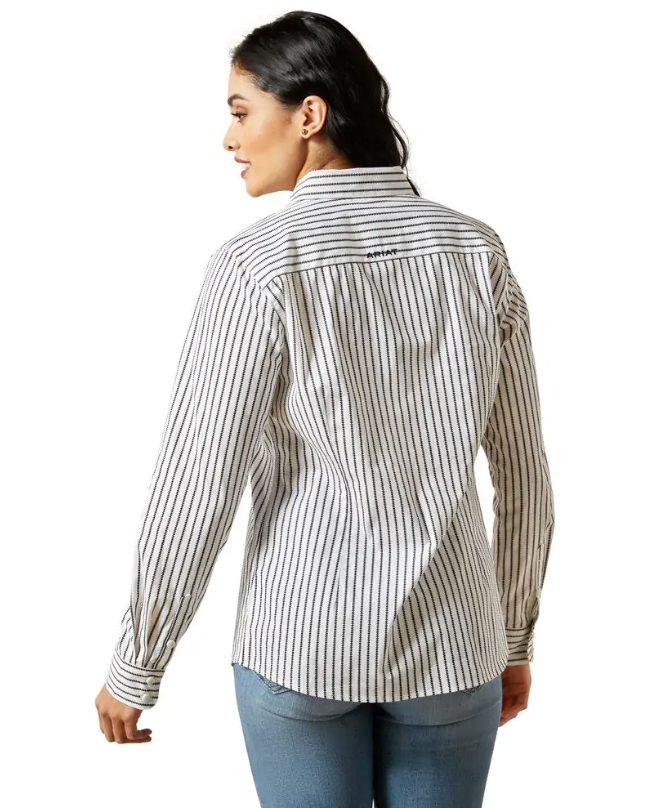 Ariat Womens Kirby Stretch Long Sleeve Shirt - Black/White Triangle Stripe [Siz:S]