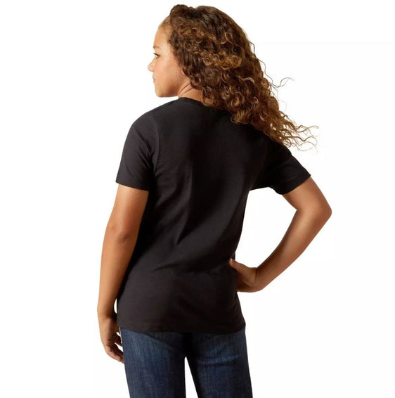 Ariat Girls Boot Stitch Logo Short Sleeve Tee - Black [Siz:XS]