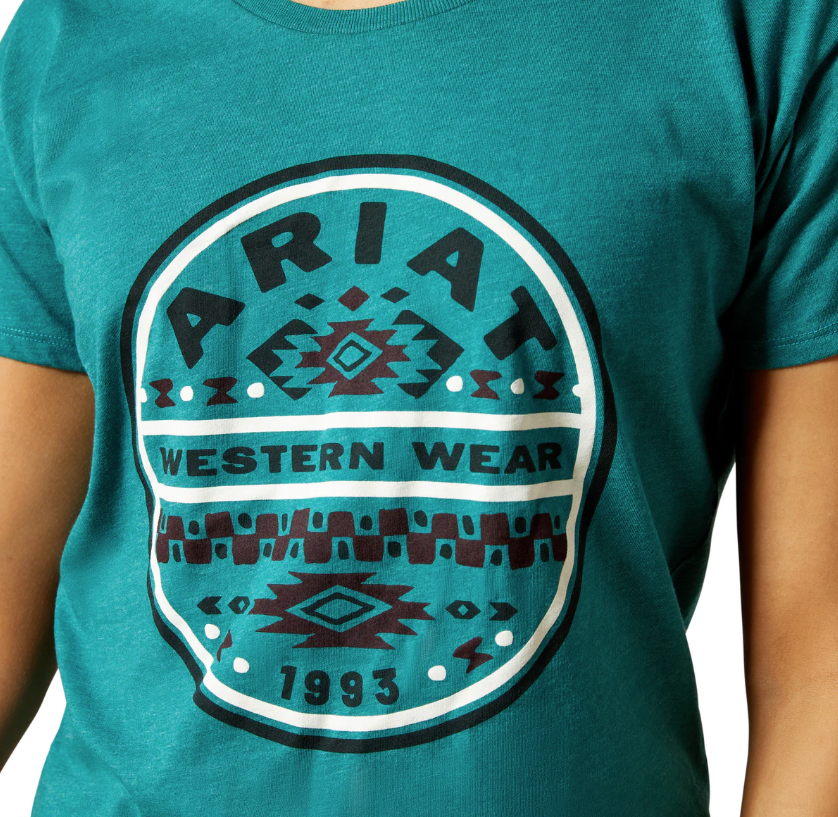 Ariat Women's SW Brand Lockup T-Shirt - Teal Green Heather [Siz:XS]