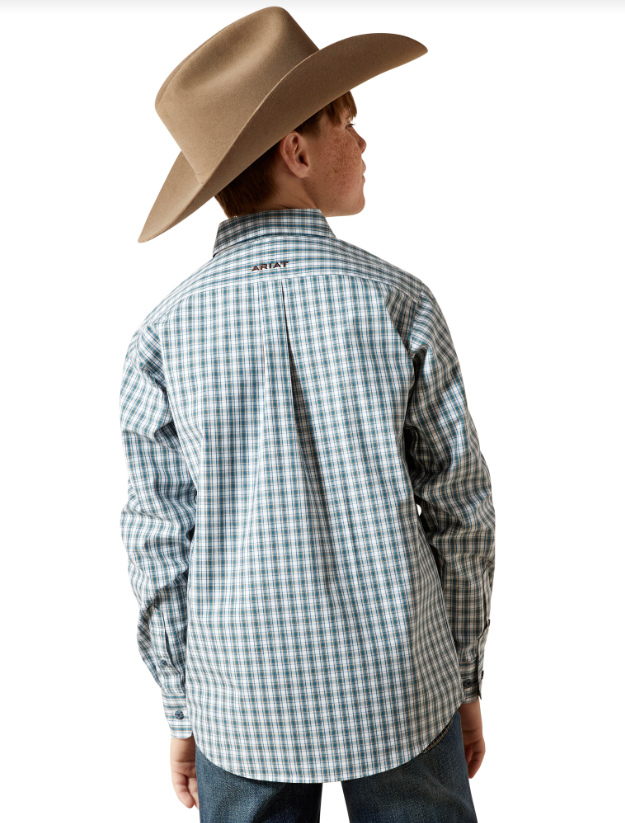 Ariat Boys Pro Series Townes L/S Shirt - Dark Teal [Siz:XS/7]