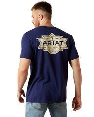 Ariat Men's Mesa Motif Lockup T-Shirt - Medieval Blue [Siz:S]