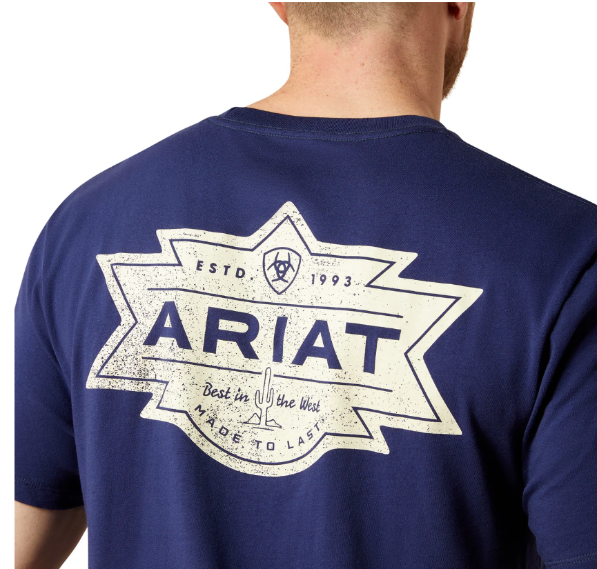 Ariat Men's Mesa Motif Lockup T-Shirt - Medieval Blue [Siz:S]