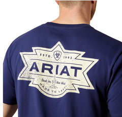 Ariat Men's Mesa Motif Lockup T-Shirt - Medieval Blue [Siz:S]