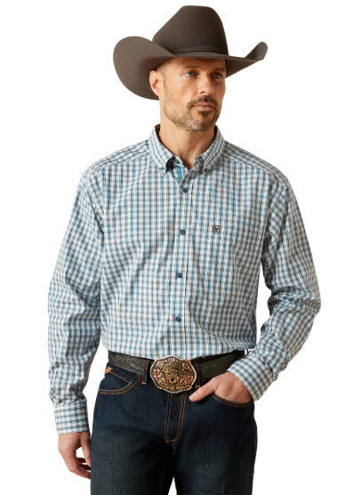 Ariat Mens Pro Series Townes L/S Shirt - Dark Teal Check [Siz:S]