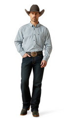 Ariat Mens Pro Series Townes L/S Shirt - Dark Teal Check [Siz:S]