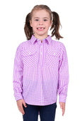 Hard Slog Kids Ayla Half Button Long Sleeve Shirt - Lavender