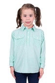 Hard Slog Kids Lize Half Button Long Sleeve Shirt - Teal