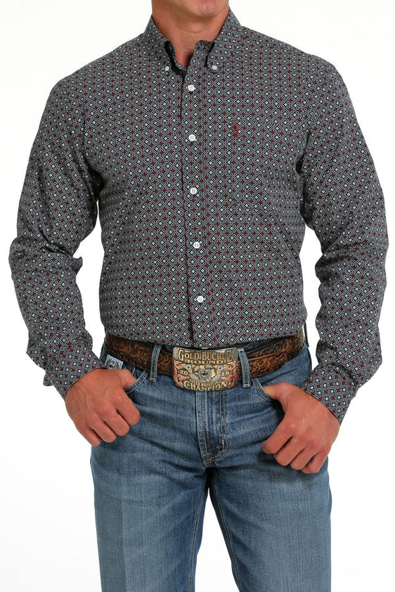 Cinch Mens Modern Fit Button Down Western Shirt - Navy