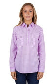 Hard Slog Womens Ayla Half Button Long Sleeve Shirt - Lavender