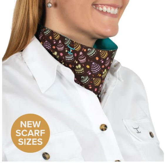 Just Country Womens Carlee Double Sided Scarf - Chocolate Cupcakes/Turquoise