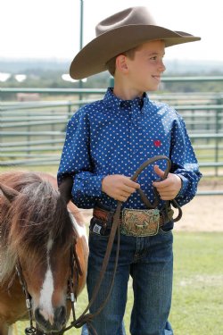 Cinch Boys Star Print Button Down Shirt - Royal