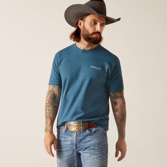 Ariat Men's Western Wire T-Shirt - Steel Blue Heather