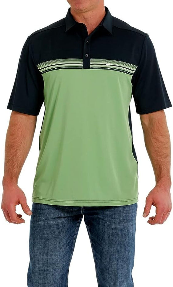 Cinch Mens Short Sleeve Athletic Polo - Green/Navy