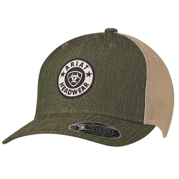 Ariat Mens B Fit Cap Round Logo Patch - Green/Tan