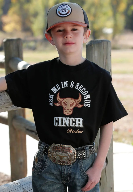 Cinch Boys Ask Me In 8 Seconds T-Shirt - Black